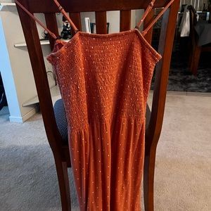 NWOT Roxy XL Orange Spaghetti Polka Dot Sun Dress